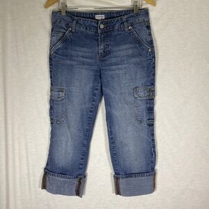 No Boundaries Stretch Cargo Capri Jeans Size‎ Junior 11 Y2K